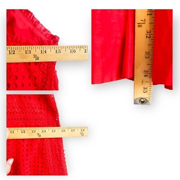 J.Crew Ruffle-hem Spaghetti Strap Eyelet Dress Red, Size 00 - Picture 11 of 11